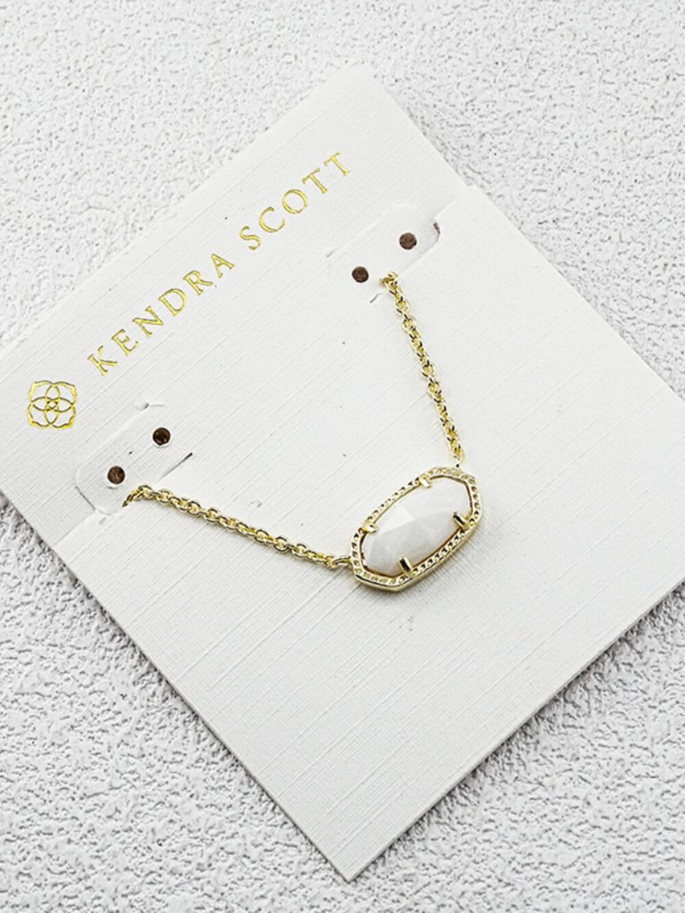 Kendra Scott Gold Chain Necklace with White Stone Pendant